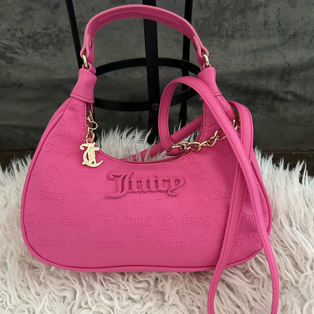 Juicy Couture Vibrant Pink Embossed Shoulder Bag